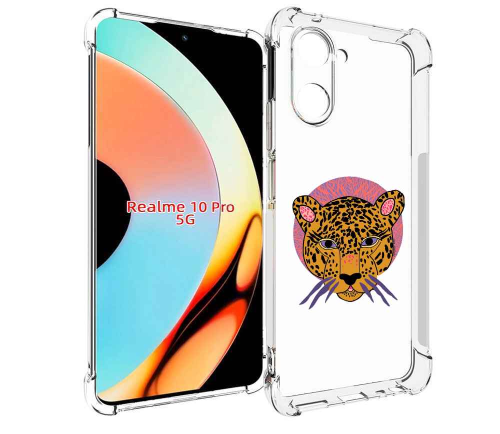 

Чехол бампер MyPads тигр-в-кругу для Realme 10 Pro противоударный, Прозрачный, Tocco