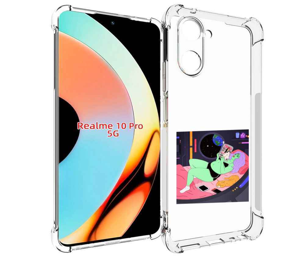 

Чехол бампер MyPads трехглазая девушка зеленая для Realme 10 Pro..., Прозрачный, Tocco