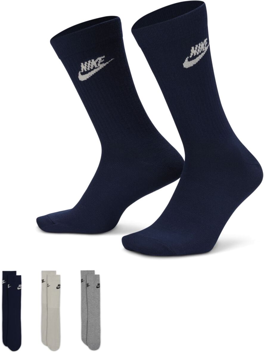Комплект носков унисекс Nike Sportswear Everyday Essential Crew Socks 3P серых M