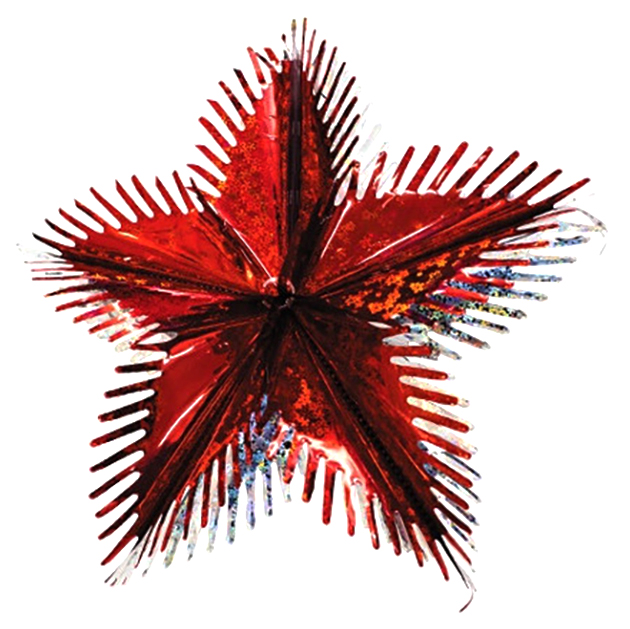 Звезда из фольги Полярная 40 см красная голографическая с серебряным H161001RS