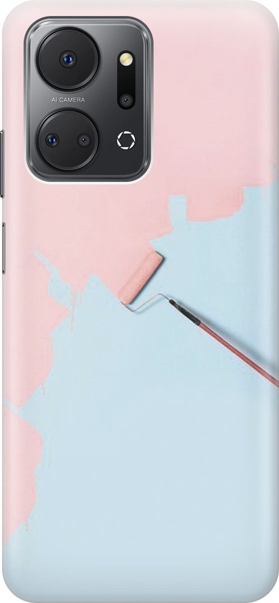 

Чехол на Honor X7a "Голубая стена, розовая краска", Голубой;розовый, 159382