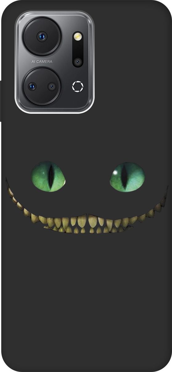

Матовый Soft Touch Чехол на Honor X7a "Cheshire Cat" черный, Черный;зеленый, 159390