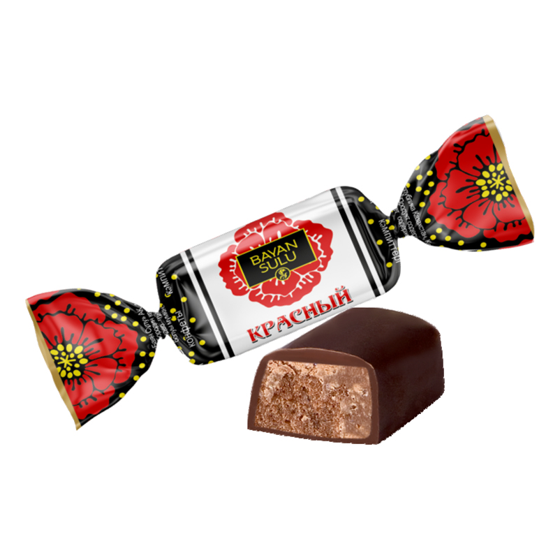 Конфеты шоколадные Баян Сулу Красный с карамельной крошкой +-1 кг