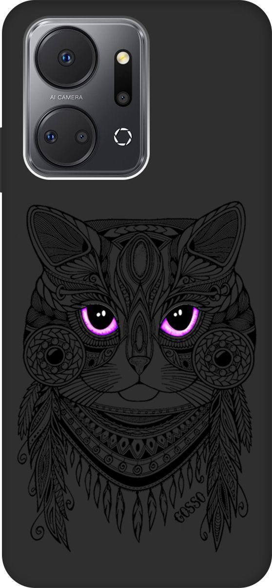 

Матовый Soft Touch Чехол на Honor X7a "Grand Cat" черный, Черный;розовый, 159390