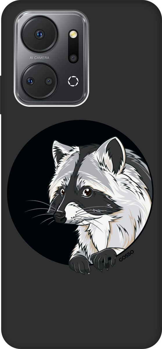 

Матовый Soft Touch Чехол на Honor X7a "Raccon in a Hollow" черный, Черный;белый, 159390