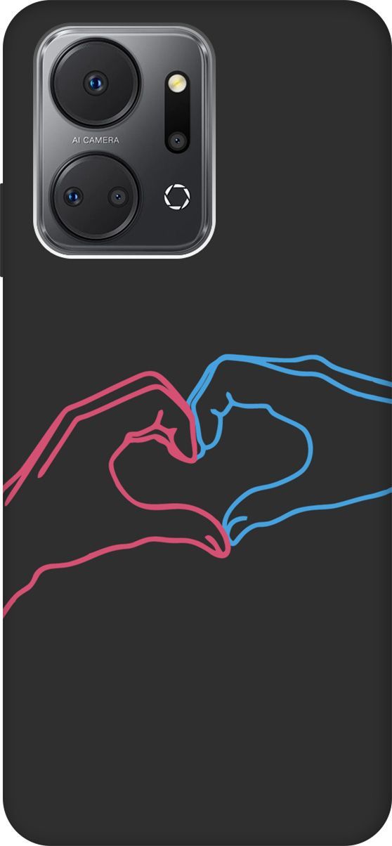 

Матовый Soft Touch Чехол на Honor X7a "Fall in Love" черный, Черный;голубой, 159390