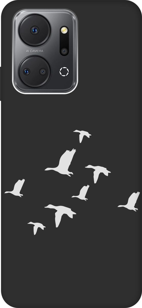 

Матовый Soft Touch Чехол на Honor X7a "Flock of Ducks W" черный, Черный;серый, 159391
