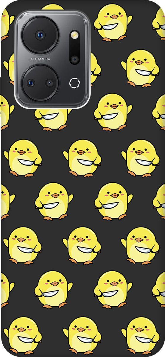 

Матовый Soft Touch Чехол на Honor X7a "Chick With Knife" черный, Черный;желтый, 159391