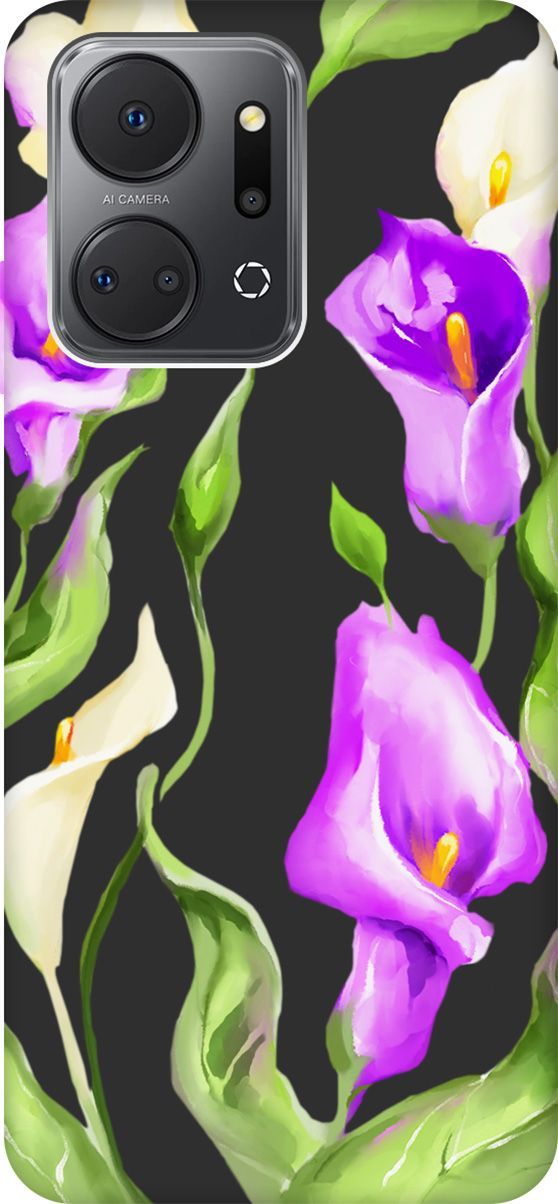 

Матовый Soft Touch Чехол на Honor X7a с 3D принтом "Amazing Callas" черный, Черный;зеленый, 159391