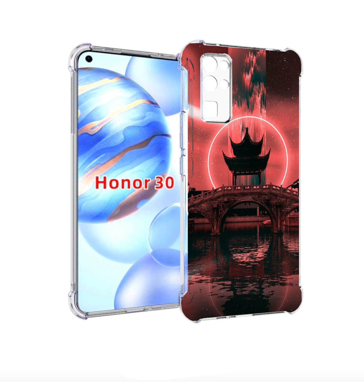 

Чехол бампер MyPads японский мост красный фон для Honor 30 (BMH-, Прозрачный, Tocco