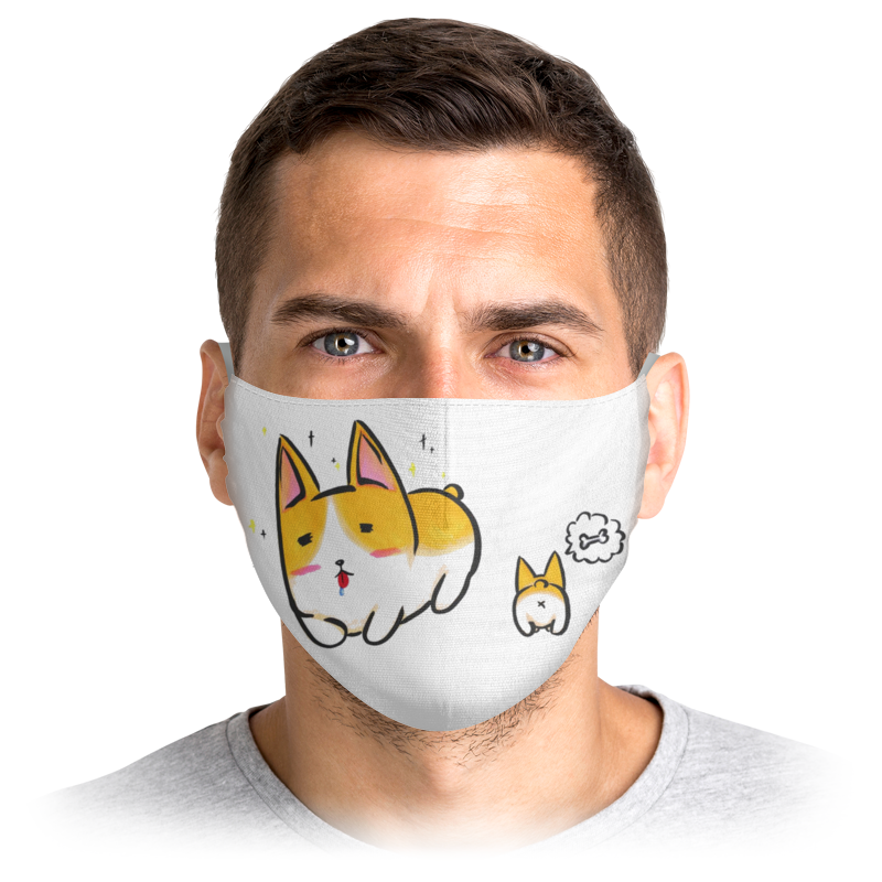 

Многоразовая маска Printio Корги собака белая L, Корги собака