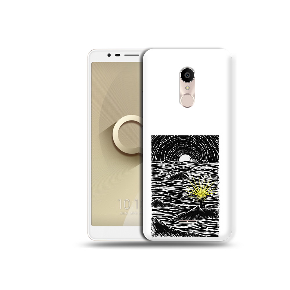 

Чехол MyPads Tocco для Alcatel 3C 5026D маяк в черно белом море, Прозрачный, Tocco