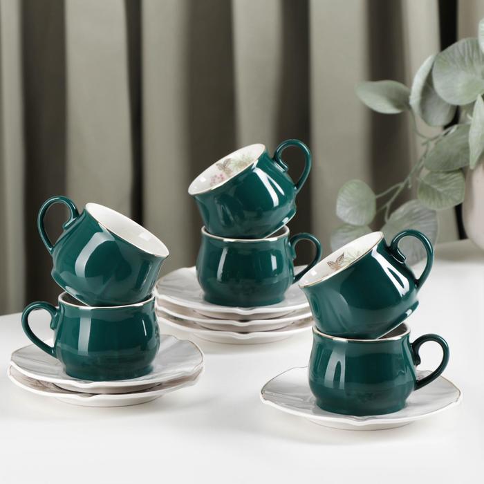 

Сервиз кофейный «Шишечки», чашка 90 мл, блюдце d=12 см, цвет зелёный