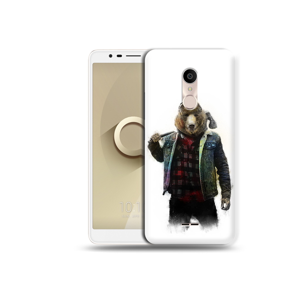 

Чехол MyPads Tocco для Alcatel 3C 5026D медведь с топором, Прозрачный, Tocco