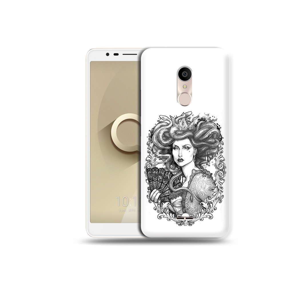 

Чехол MyPads Tocco для Alcatel 3C 5026D медуза черно белый, Прозрачный, Tocco