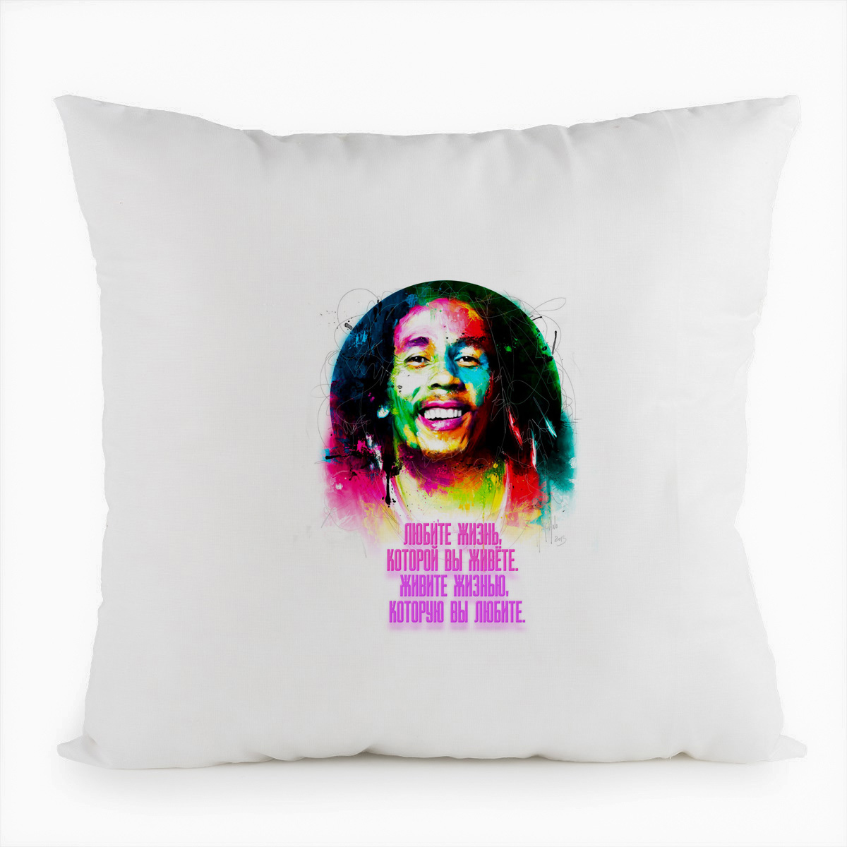 

Подушка белая CoolPodarok Легенда Bob Marley, Белый