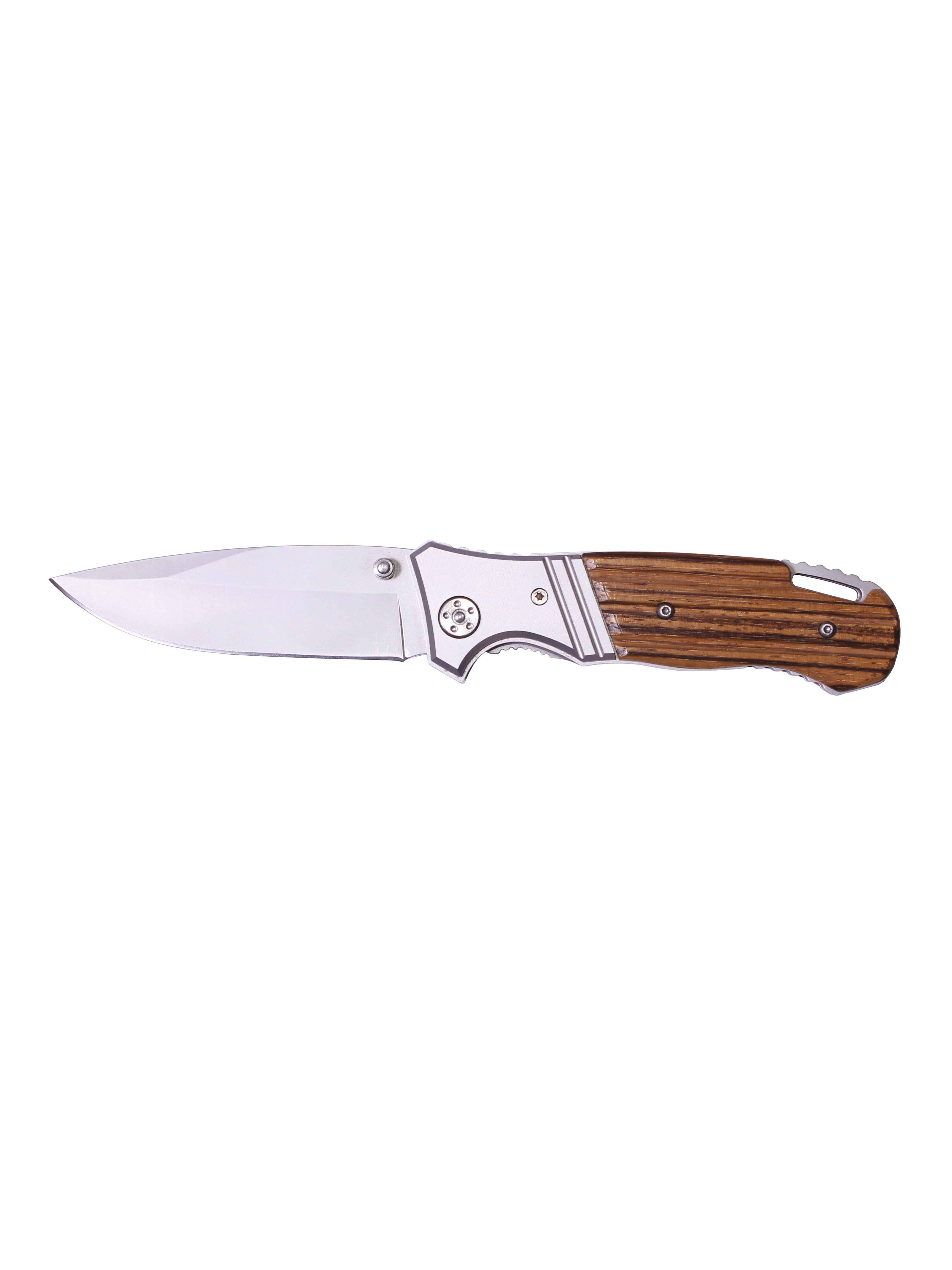 Нож складной Stinger HJ-083AW с клипом, клинок 87 мм, рукоять алюминий и древо