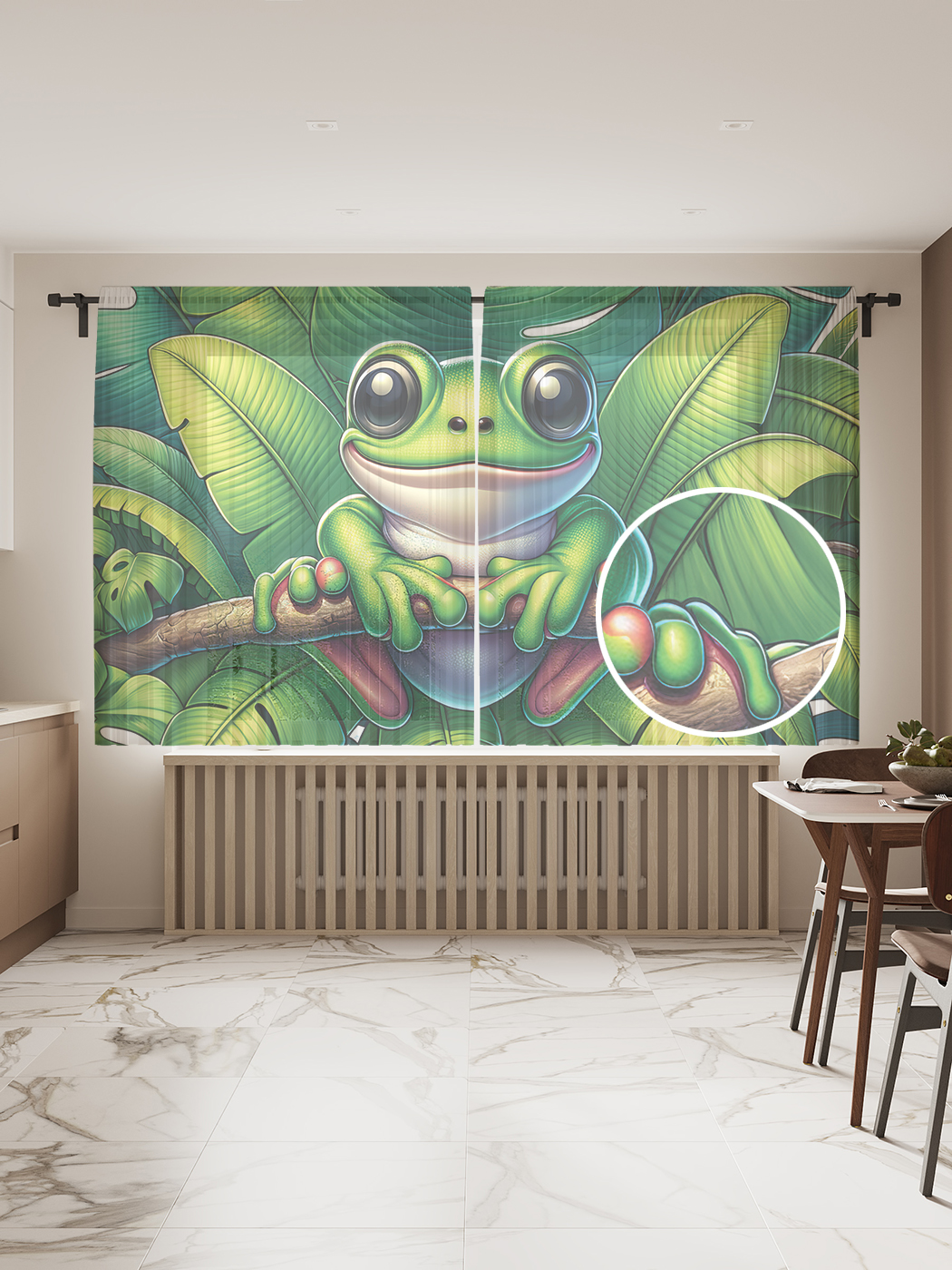 

Фототюль сетка JoyArty Тропический лягушонок 145х180, tul_sd1095_145x180