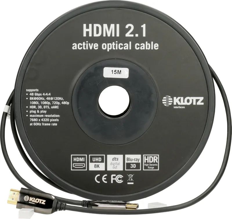 Кабель HDMI оптический, 15 м, Klotz FOAUH015