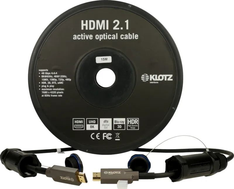 Кабель HDMI оптический, 15 м, армированный, Klotz FOAUHR015