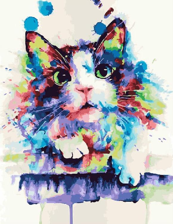 

Картина по номерам ВанГогВоМне Радужный котик, 40x50, Радужный котик