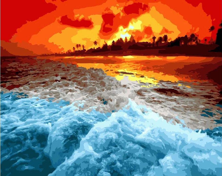 

Картина по номерам ВанГогВоМне Красный закат на море, 40x50, Красный закат на море