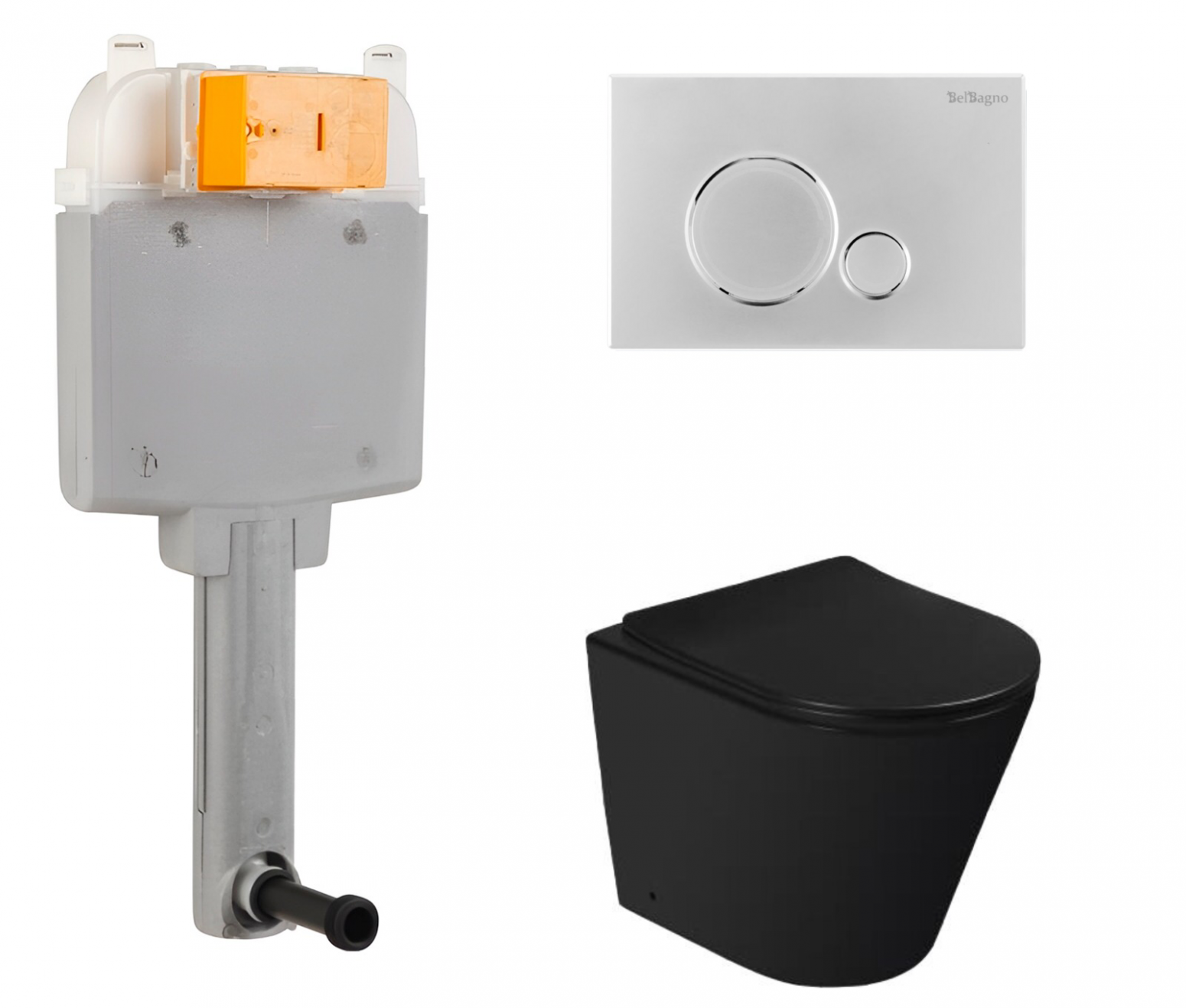 

Комплект: смывной бачок BelBagno + унитаз SantiLine SL-5020MB с кнопкой хром, 541796