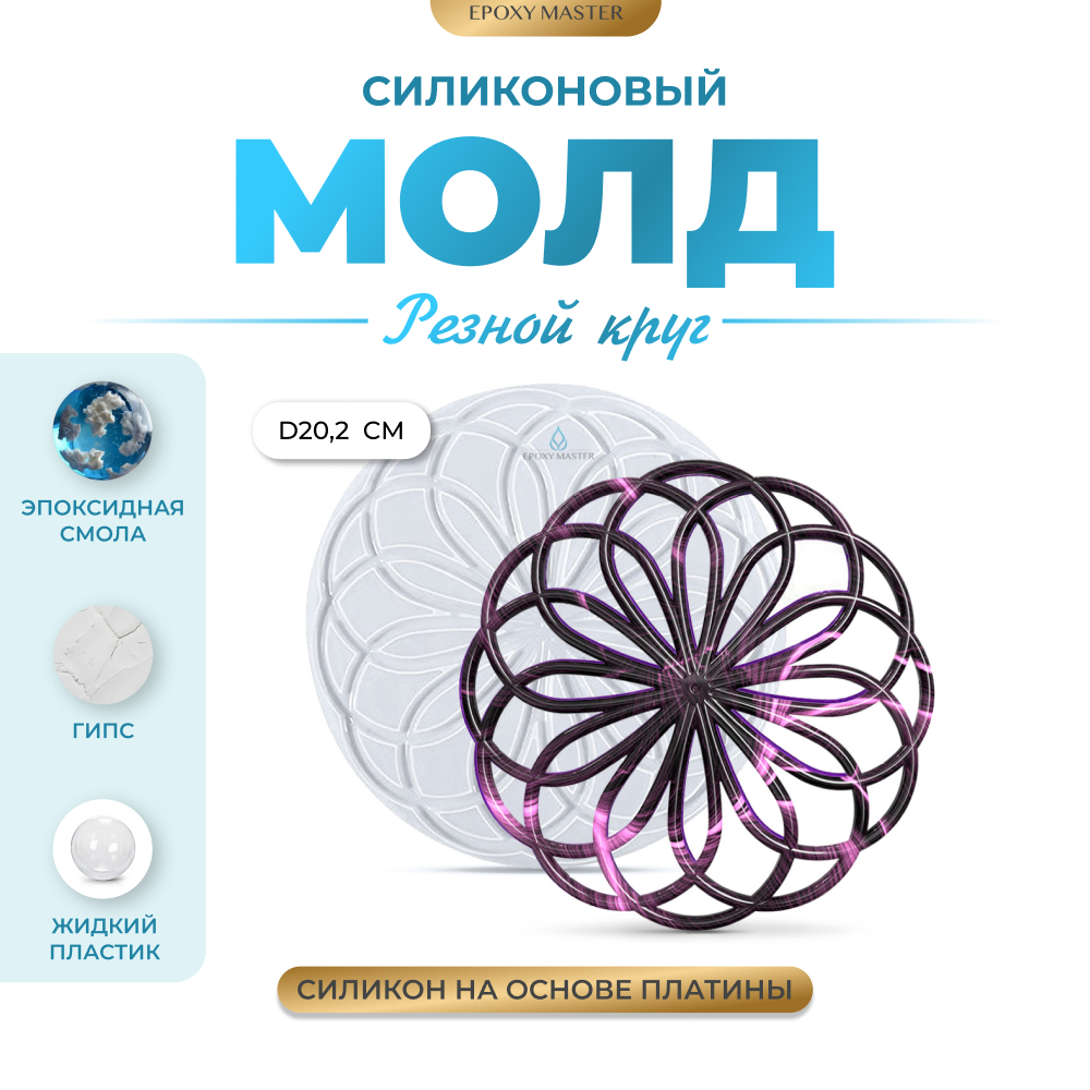 Силиконовый молд EPOXYMASTER Резной круг 1, d20см