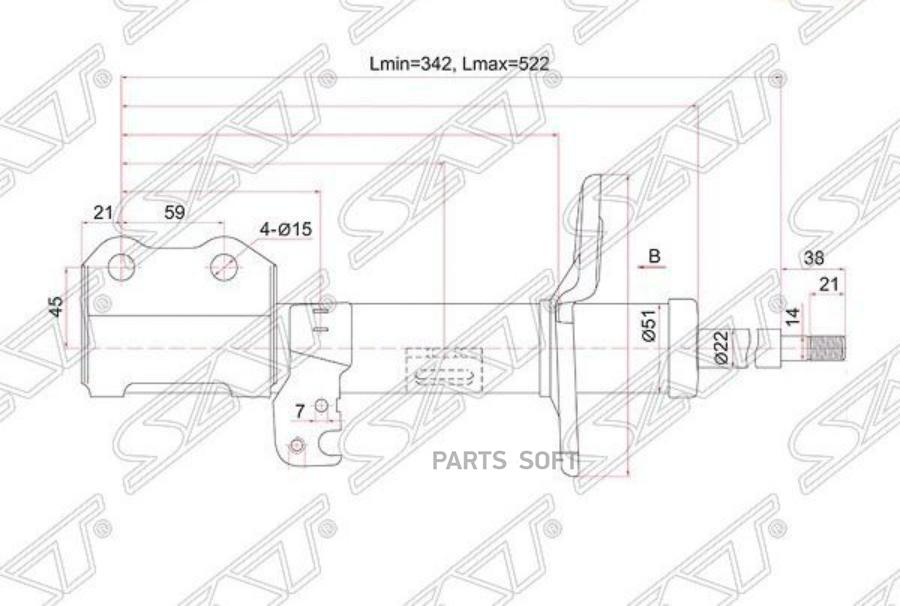 

SAT ST-48510-80375 Стойка передняя TOYOTA ALLION/PREMIO 07- RH 1шт