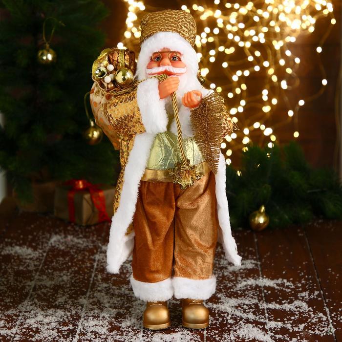 Новогодняя фигурка Зимнее волшебство Дед Мороз в золотом костюме 6938355 23x18x45 см