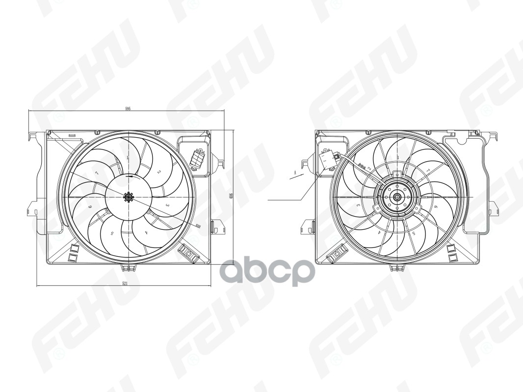 Электровентилятор охлаждения с Кожухом Hyundai Solaris/Kia Rio (10-) A/C+