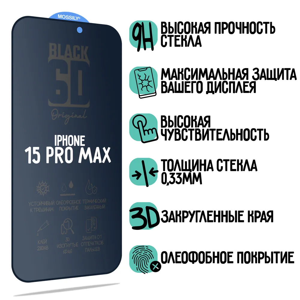 Защитное стекло антишпионantispy для iPhone 15 Pro Max 430₽