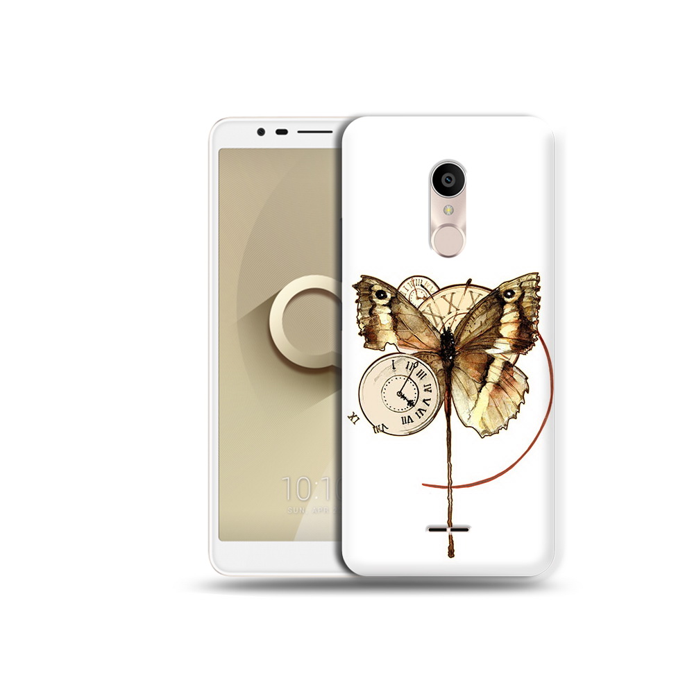 

Чехол MyPads Tocco для Alcatel 3C 5026D старинные часы с бабочкой, Прозрачный, Tocco