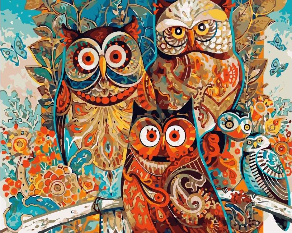 

Картина по номерам ВанГогВоМне Совушки, 40x50, Совушки