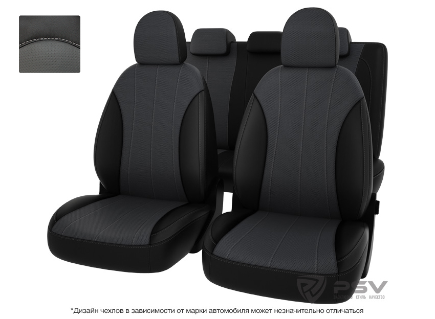 

Чехлы VW Polo 09-20 экокожа раздельные черно-серые S Оригинал