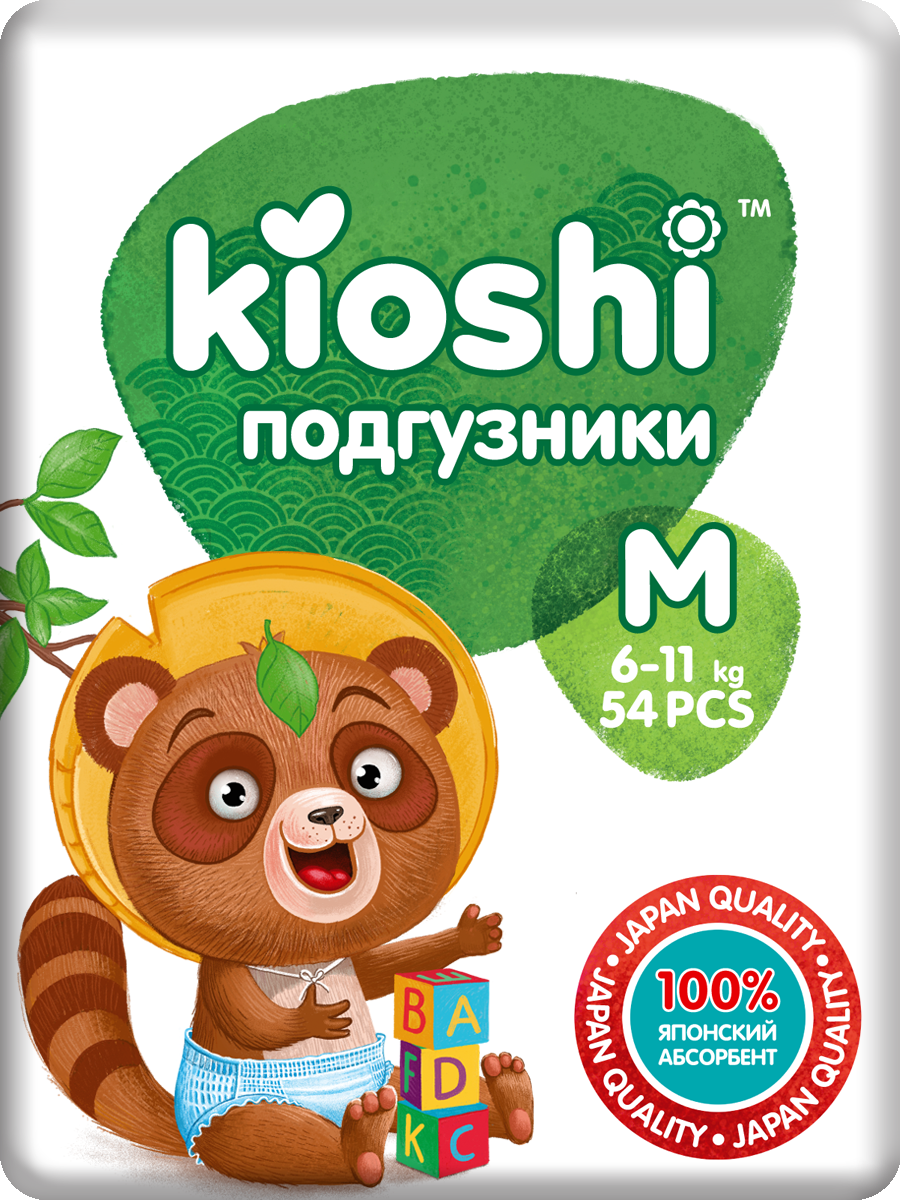 фото Подгузники детские kioshi, m (6-11 кг) 54 шт