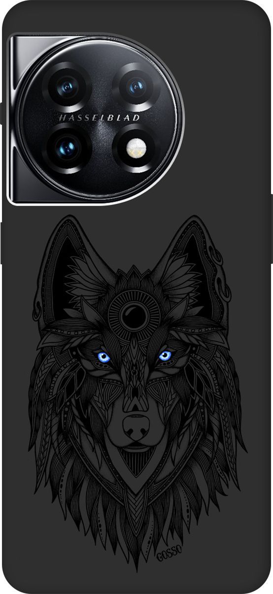 

Матовый Soft Touch Чехол на OnePlus 11 "Grand Wolf" черный, Черный;голубой, 159478