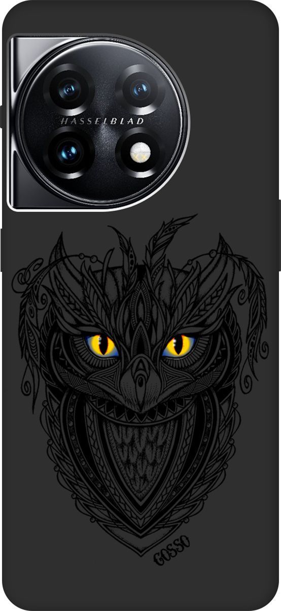

Матовый Soft Touch Чехол на OnePlus 11 "Grand Owl" черный, Черный;голубой, 159478