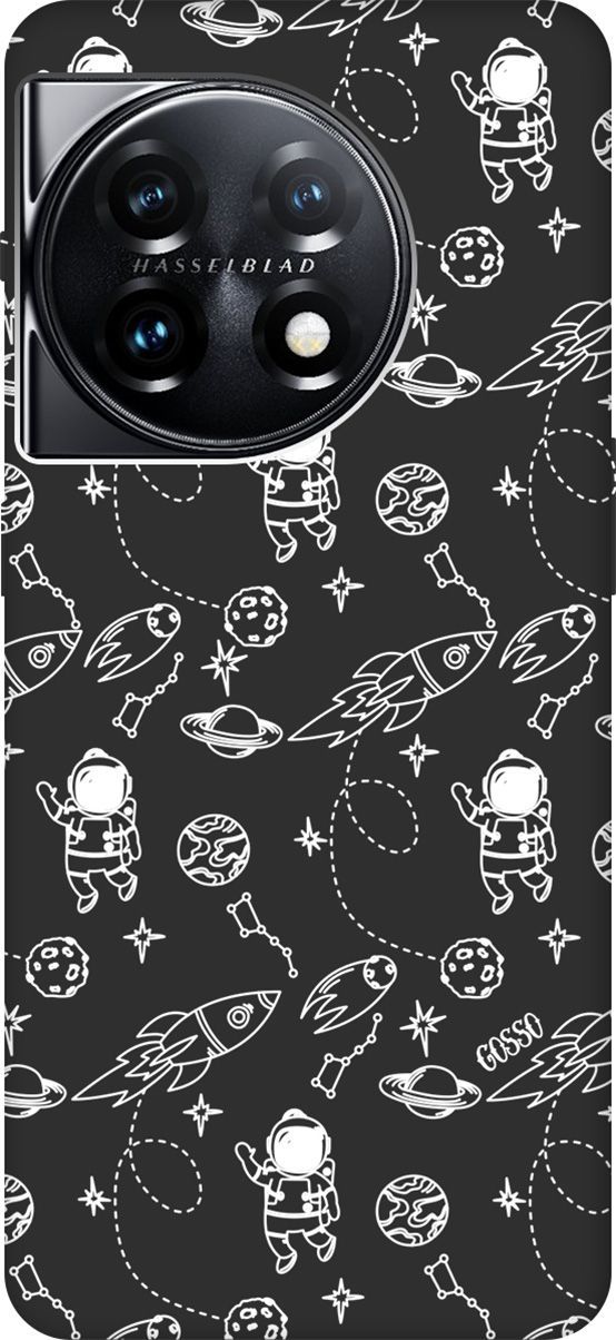 

Матовый Soft Touch Чехол на OnePlus 11 "Space W" черный, Черный;белый, 159478