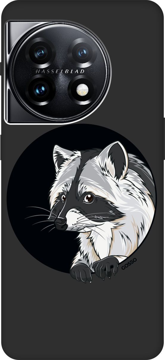 

Чехол на OnePlus 11 "Raccon in a Hollow" черный, Черный;белый, 159478