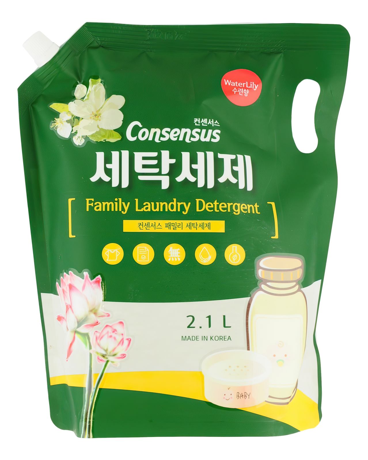 

Жидкое средство для стирки Consensus, аромат водяной лилии, 2 л, Liquid Laundry Detergent