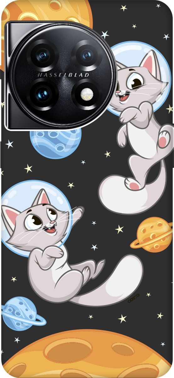 

Матовый Soft Touch Чехол на OnePlus 11 "CosmoCats" черный, Черный;серый, 159478
