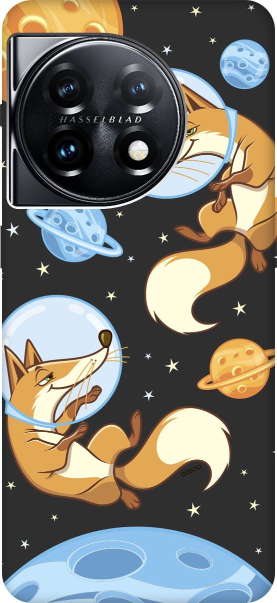 

Матовый Soft Touch Чехол на OnePlus 11 "CosmoFoxes" черный, Черный;оранжевый, 159478