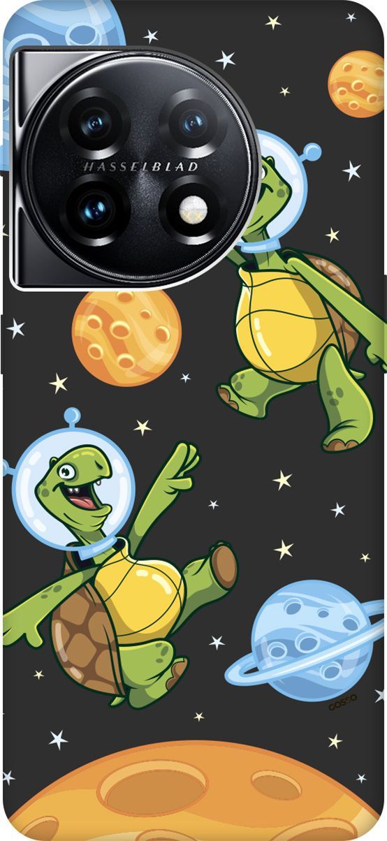 

Матовый Soft Touch Чехол на OnePlus 11 "CosmoTurtles" черный, Черный;бежевый, 159478