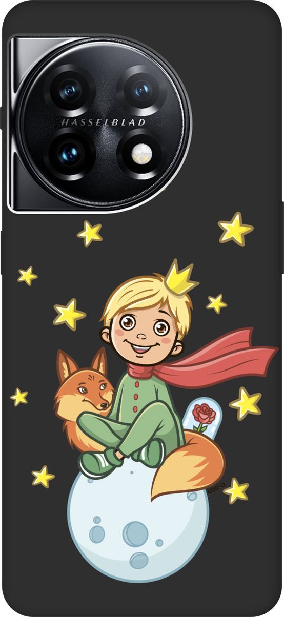

Матовый Soft Touch Чехол на OnePlus 11 "Little Prince" черный, Черный;бежевый, 159478