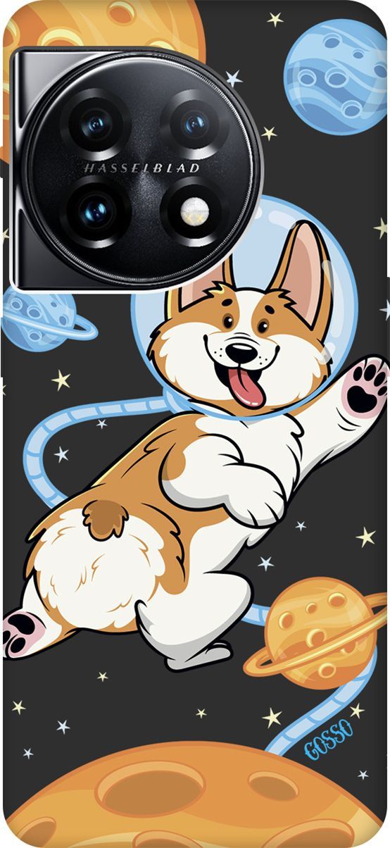 

Матовый Soft Touch Чехол на OnePlus 11 "CosmoCorgi" черный, Черный;коричневый, 159478