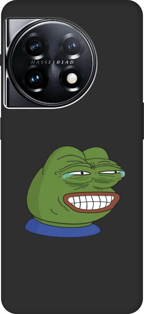 

Матовый Soft Touch Чехол на OnePlus 11 "Pepe the Frog" черный, Черный;белый, 159479