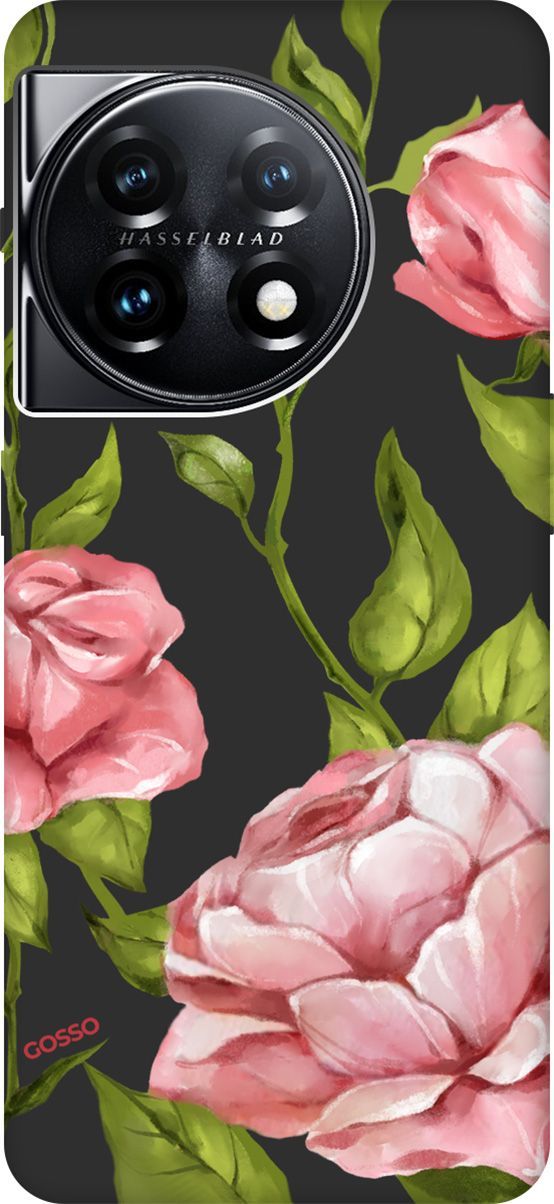 

Матовый Soft Touch Чехол на OnePlus 11 "Amazing Roses" черный, Черный;зеленый, 159479