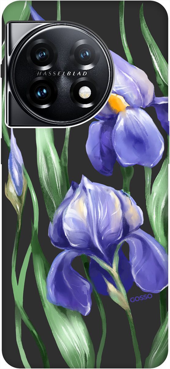 

Матовый Soft Touch Чехол на OnePlus 11 "Amazing Irises" черный, Черный;зеленый, 159479