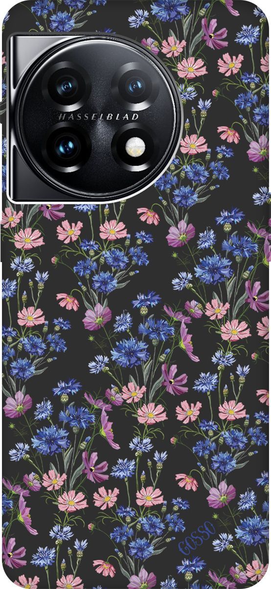 

Чехол на OnePlus 11 "Lovely Cornflowers" черный, Черный;голубой, 159479